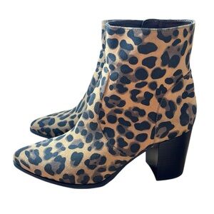 Blondo Tania Waterproof Heeled Leopard Print Ankle Booties Women’s Size 7.5
